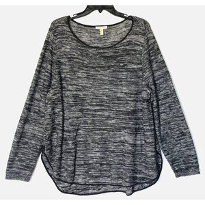 Eileen Fisher Organic Linen Cotton Gray Melange Long Sleeve Tunic Sweater